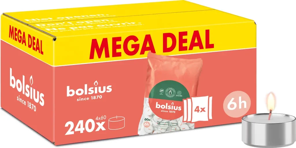 Bolsius Teelichter 240 Stück Großpackung Kerzen