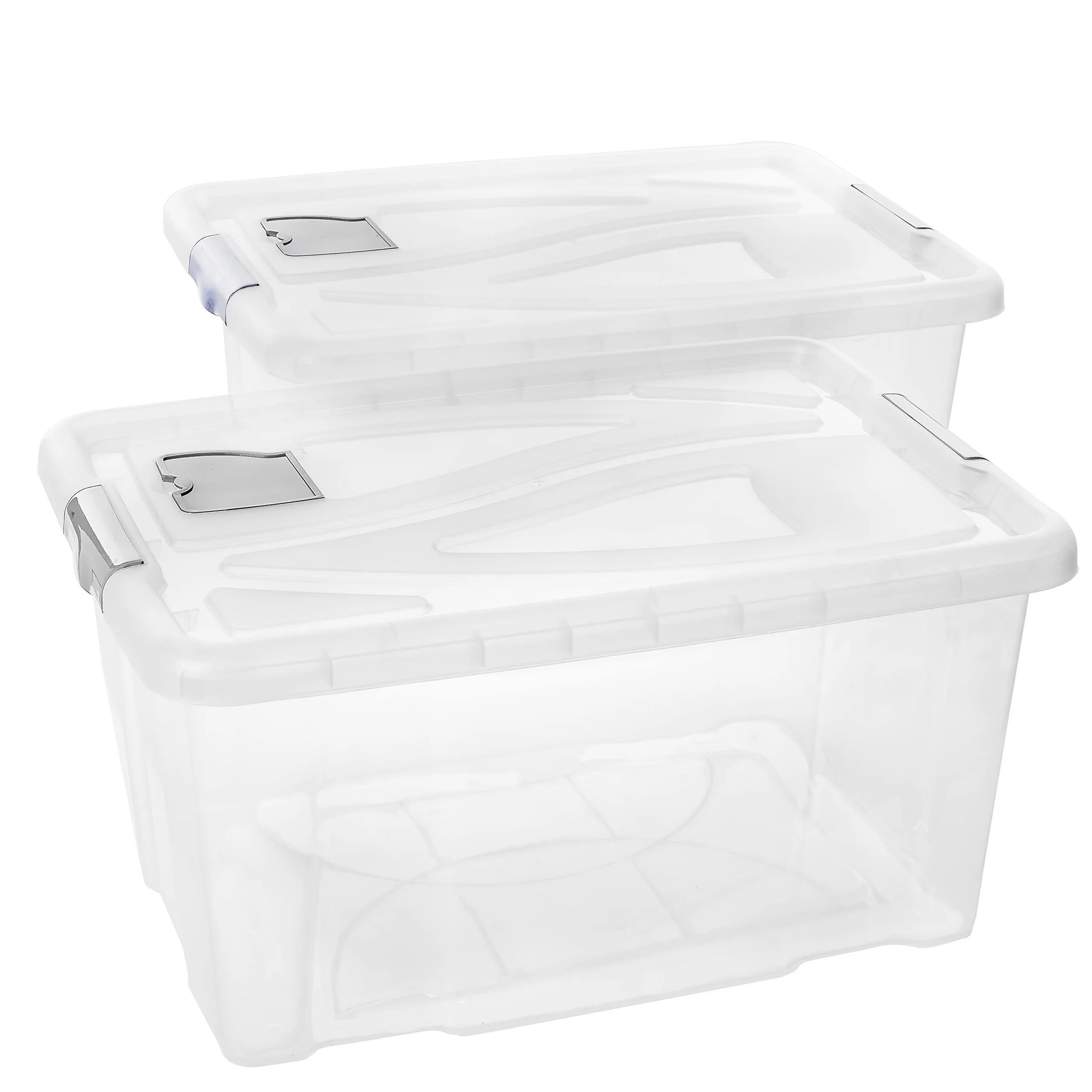 CENTI Aufbewahrungsbox Stapelbox mit Deckel 60L transparent stapelbar
