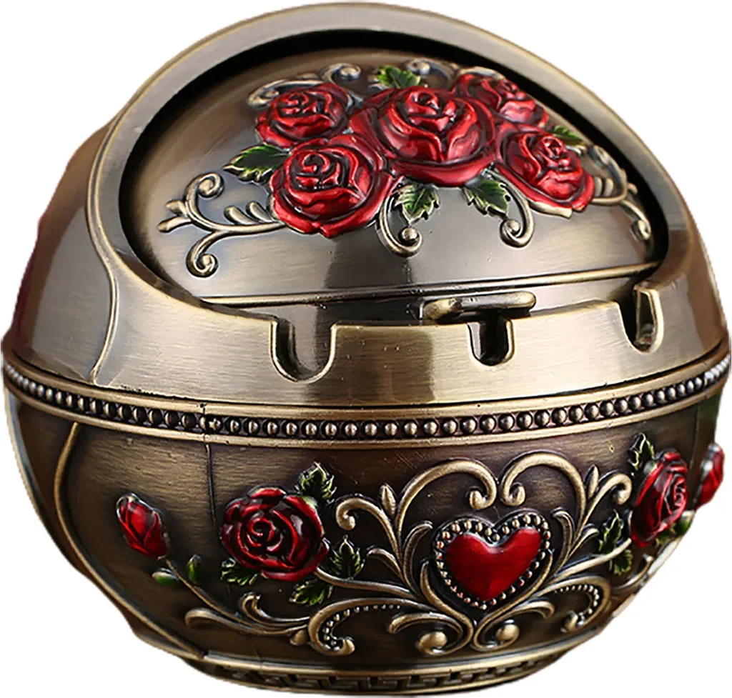 Aschenbecher Retro Zinklegierung mit Deckel groß für Zuhause