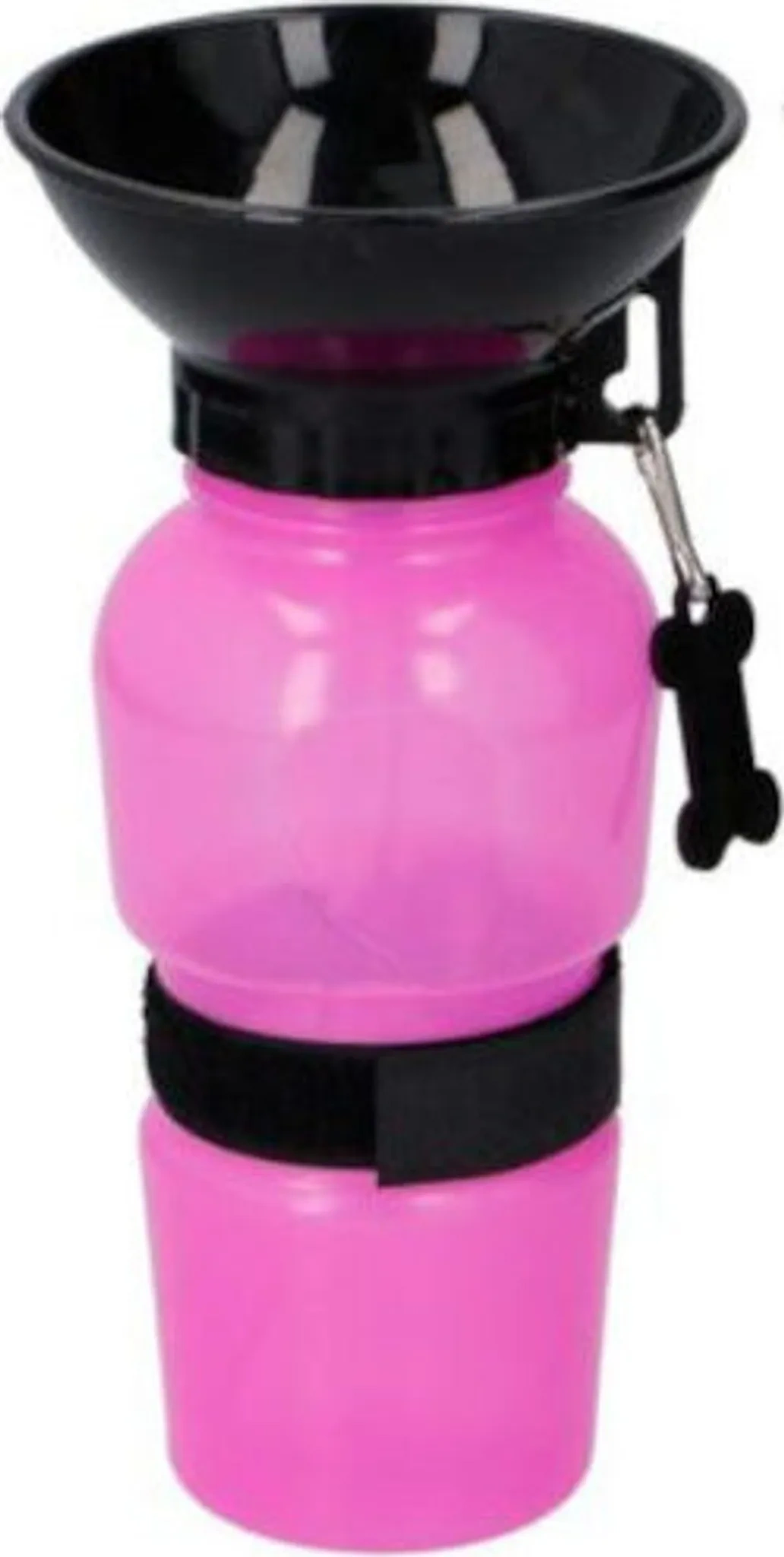 Transportable Trinkflasche Hund unterwegs – pink