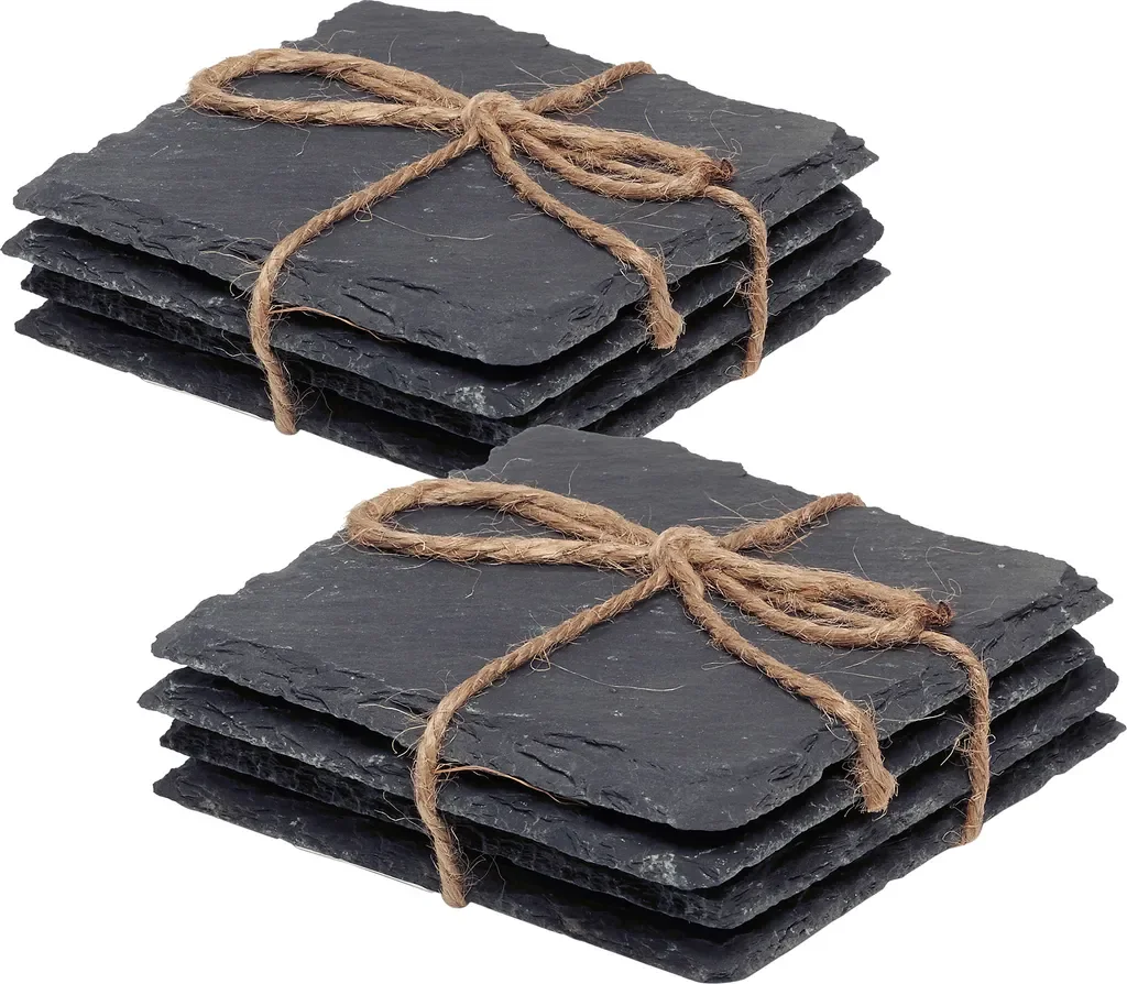 8er Schiefer Untersetzer Set für Raclette Pfännchen Tischdeko