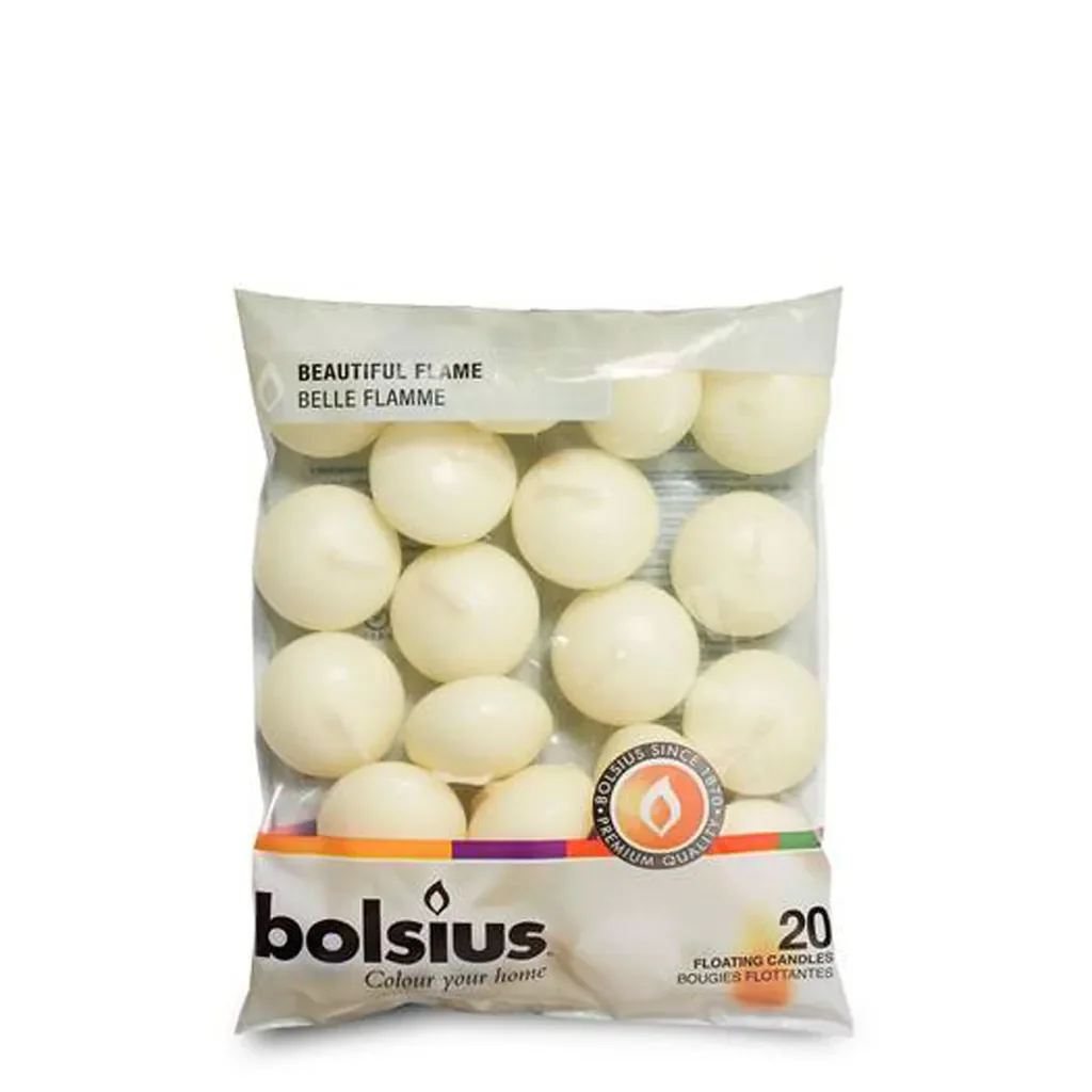 Bolsius Schwimmkerzen elfenbein 10er Pack 7 cm Dekokerzen